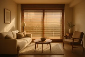 Persiana horizontal em madeira 50mm para apartamento: estilo e funcionalidade